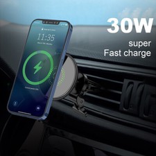 30W Magnetic Wireless Car Charger Phone Mount For Apple iPhone Air 17 Pro 16 15