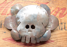 Vintage Unique Hand Made Rusty Metal Bikers Skull Belt Buckle
