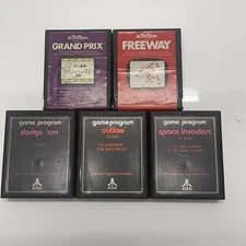 Atari 2600 Video Game Lot Grand Prix, Freeway, Dodge Em, Outlaw, Space Invaders
