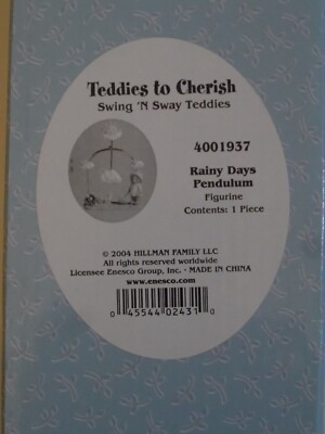 2004 Enesco Teddies to Cherish Swing 'N Sway Teddies RAINY DAYS