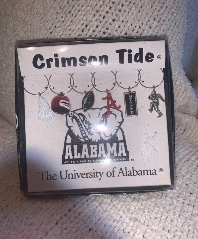 Nuevo en caja Dijes de copa de vino de la Universidad de Alabama por Wine Things Unlimited 6 dijes Foto 2 de 4