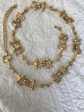 Vintage Signed E 0r W Horses Teeth Gold plated Large 40 " Unique Belt