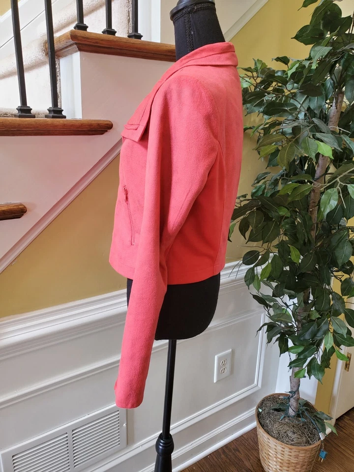 Chaqueta para mujer talla 8 ROCK & REPUBLIC roja negra angustiante Soft Shell vanguardista Foto 4 de 4