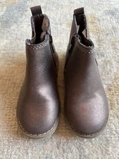 Old Navy Toddler Chelsea Zip Up Boots Metallic Brown Sz 7