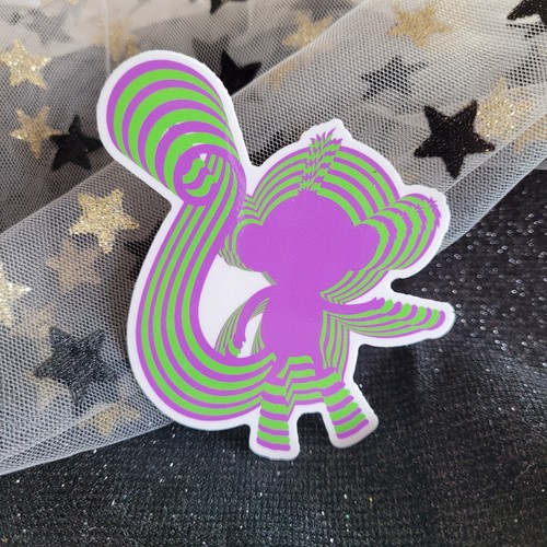 Monkey Lover | Psychedelic Lime Green Purple Monkey Shaped Vinyl Sticker Silly - Picture 7 of 8