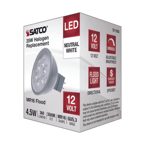 6 Pack 40 Degree Flood LED 12V 4.5W 35W MR16 2-Pin GU5.3 Gray 3500K Neutral - Picture 7 of 8