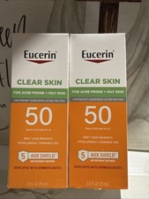 Eucerin Clear Skin Acne Prone Oily Skin SPF 50, 2.5 Fl Oz 2 Pack Exp 10/26
