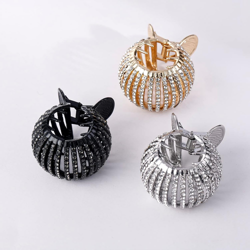 3 Pack Rhinestone Hair Claw Clips for High Ponytail Buckle Holder Long Hair - Picture 5 of 9