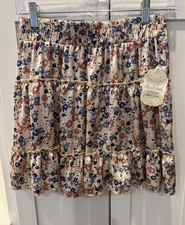 Altar d State Floral Ruffle Tiered Boho Peasant Mini Skirt L Made USA Cottage