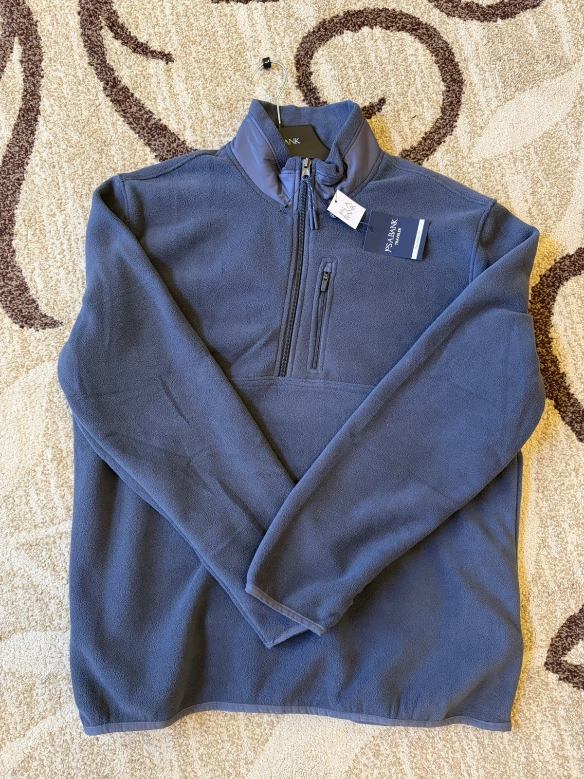 Jos A Bank Traveler Navy Fleece 1/4 Zip Pullover Sweatshirt Medium