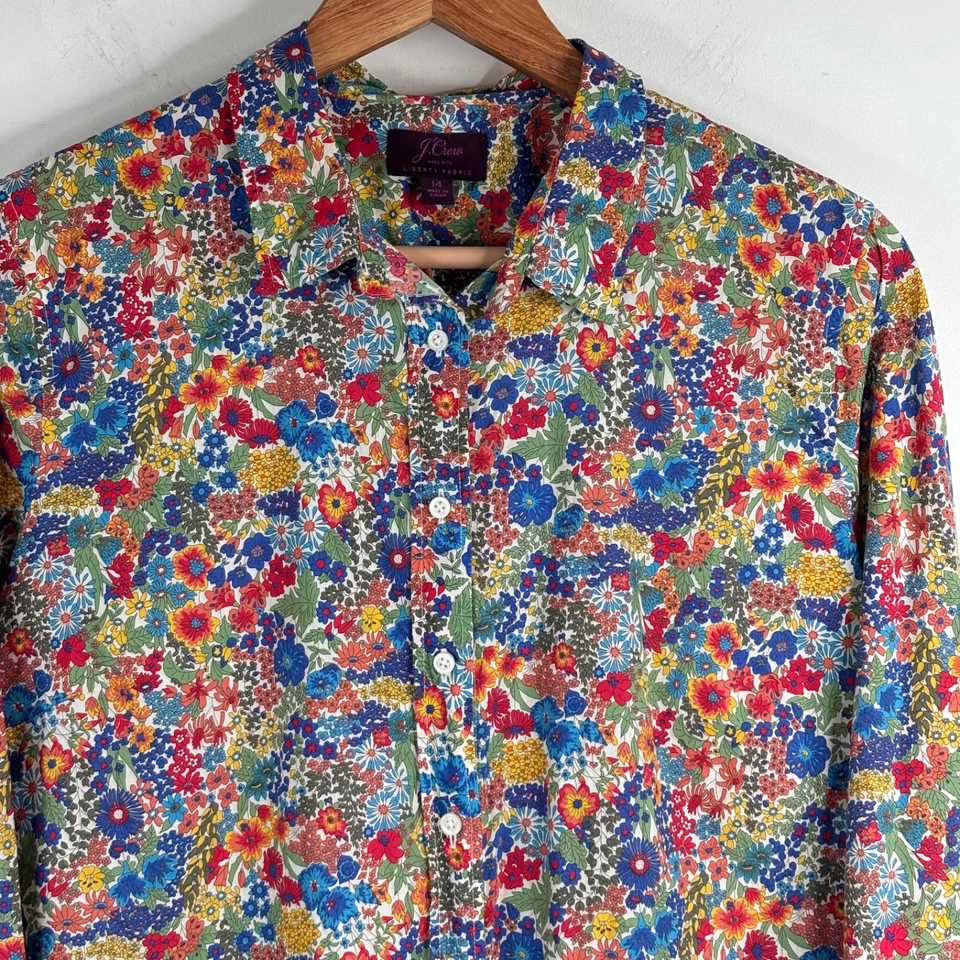 Camisa J Crew Liberty Perfect 14 Margaret Annie Floral Abotonada Manga Larga Foto 4 de 4