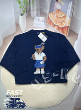 Polo Ralph Lauren Golf Bear Cotton Sweater Women's S Size Navy Blue NWT Box