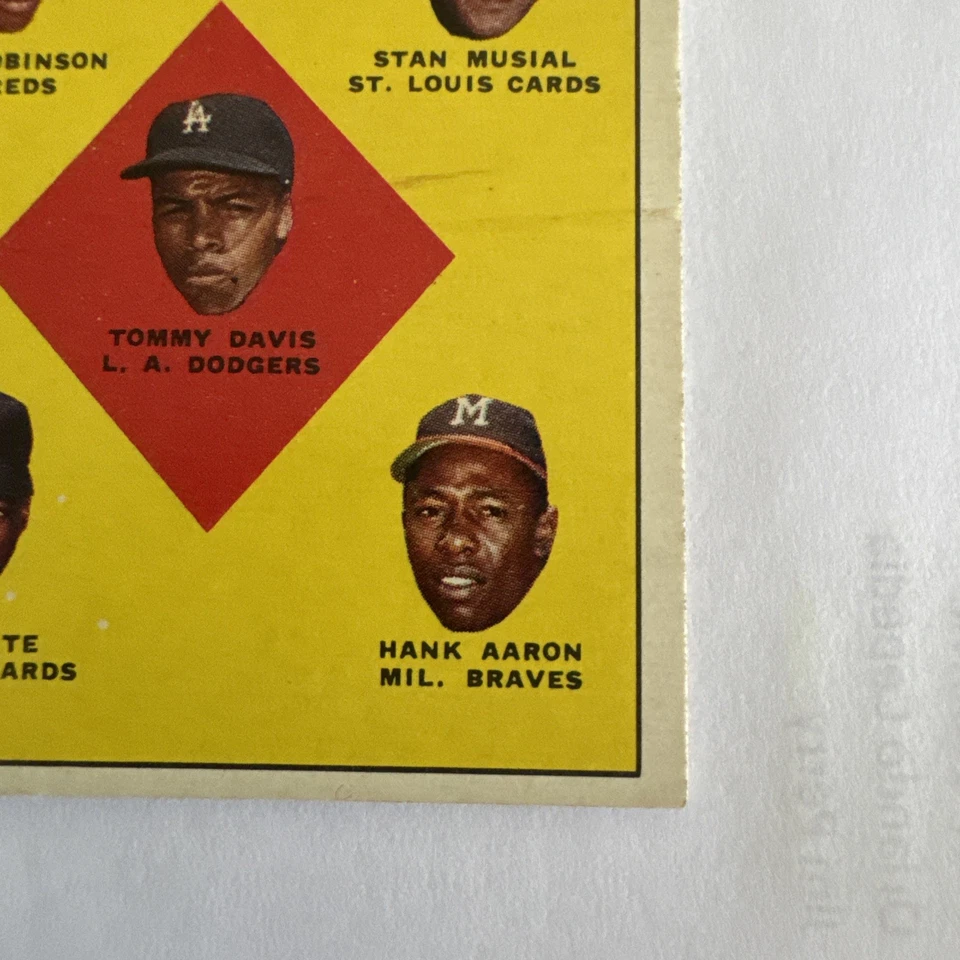 💥1963 Topps # 1 Líderes de Bateo de la Liga Nacional💥EX Frank Robinson Hank Aaron Bill White Foto 4 de 4