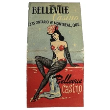 Vintage Matchbook Bellevue Casino Feature Full Length Girlie Montreal