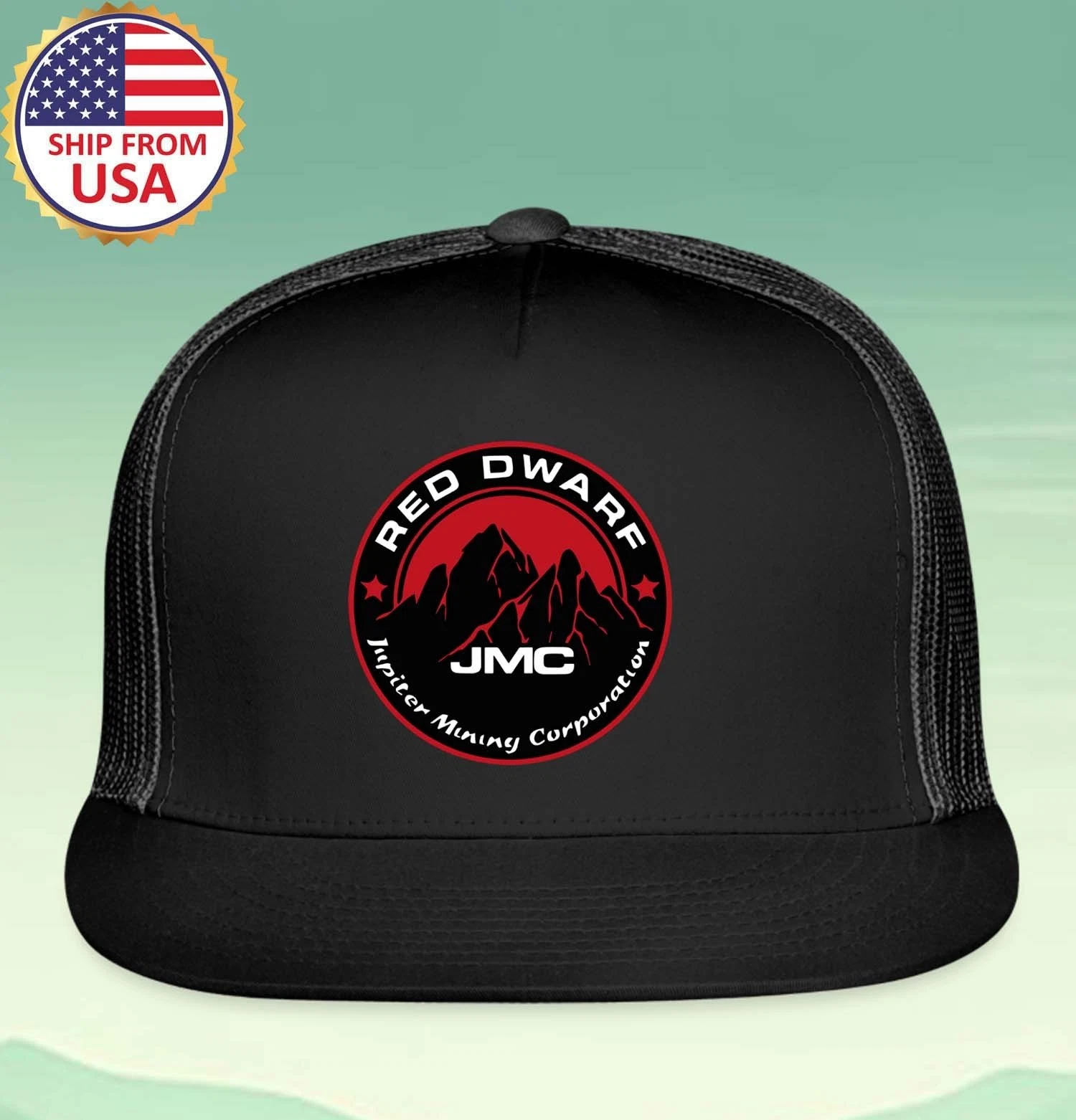 Red Dwarf JMC Black Trucker Hat Cap Adult Size
