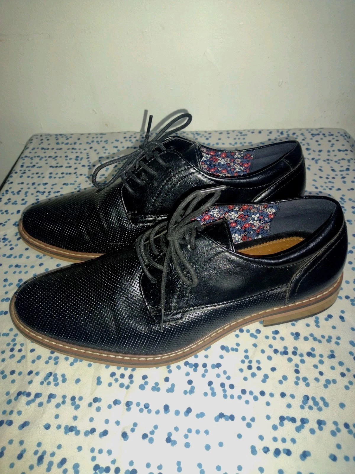 SAOLA Scarpe eleganti Steve Madden uomo nere formali floreali interni taglia 8 5 USA