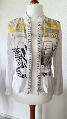 Just White Top Plus Jacke Gr.38 Weiß Beige Gelb Top Look