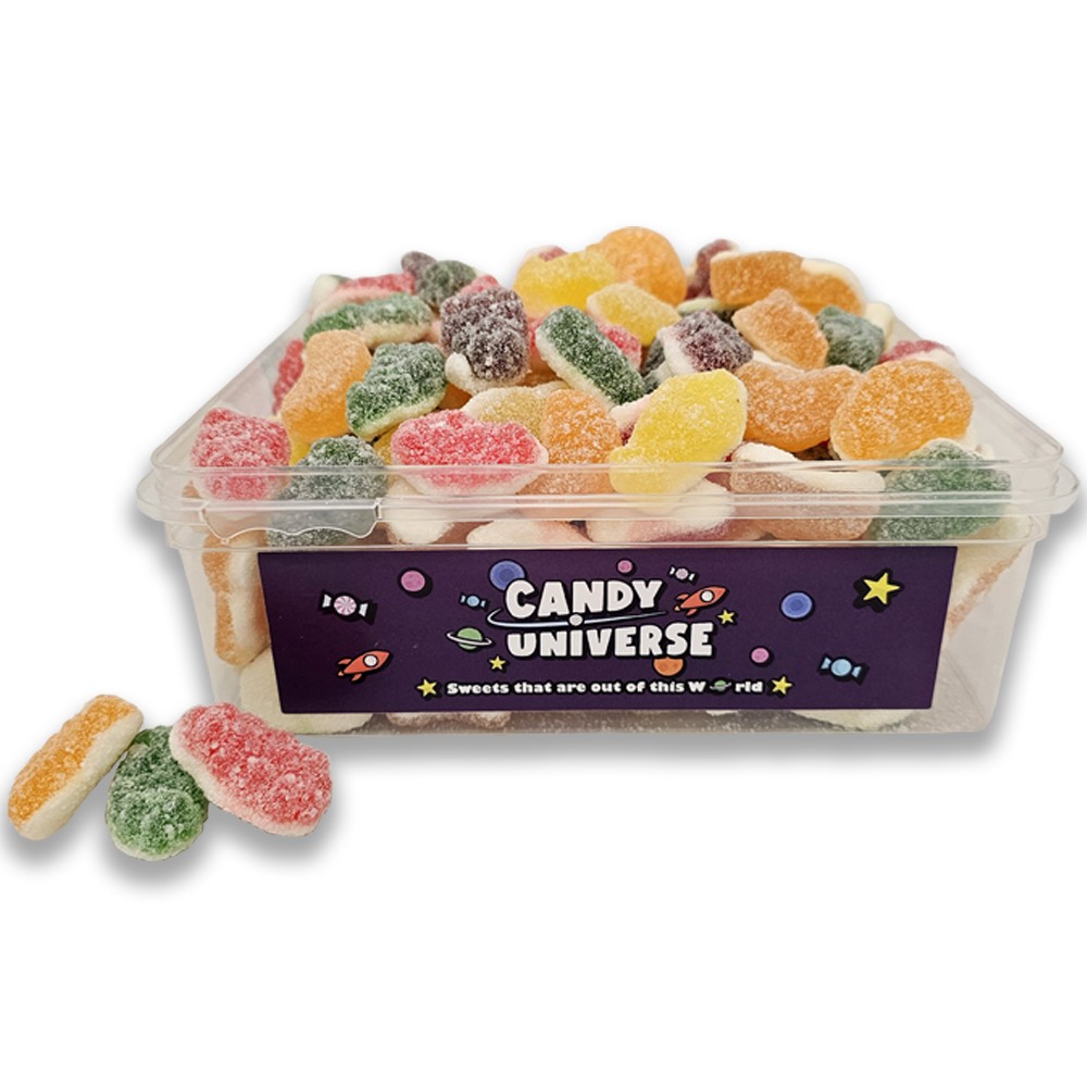 Candy Universe Fizzy Fruits Tub 800g - Assorted Tangy Fruit Jelly & Foam Sweets