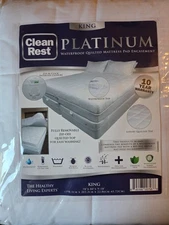 Brand New Clean Rest Platinum waterproof quilted mattress pad encasement KING