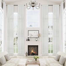 Mstexa White Sheer Linen Curtains 156 Inches Long For Living Room High Ceiling