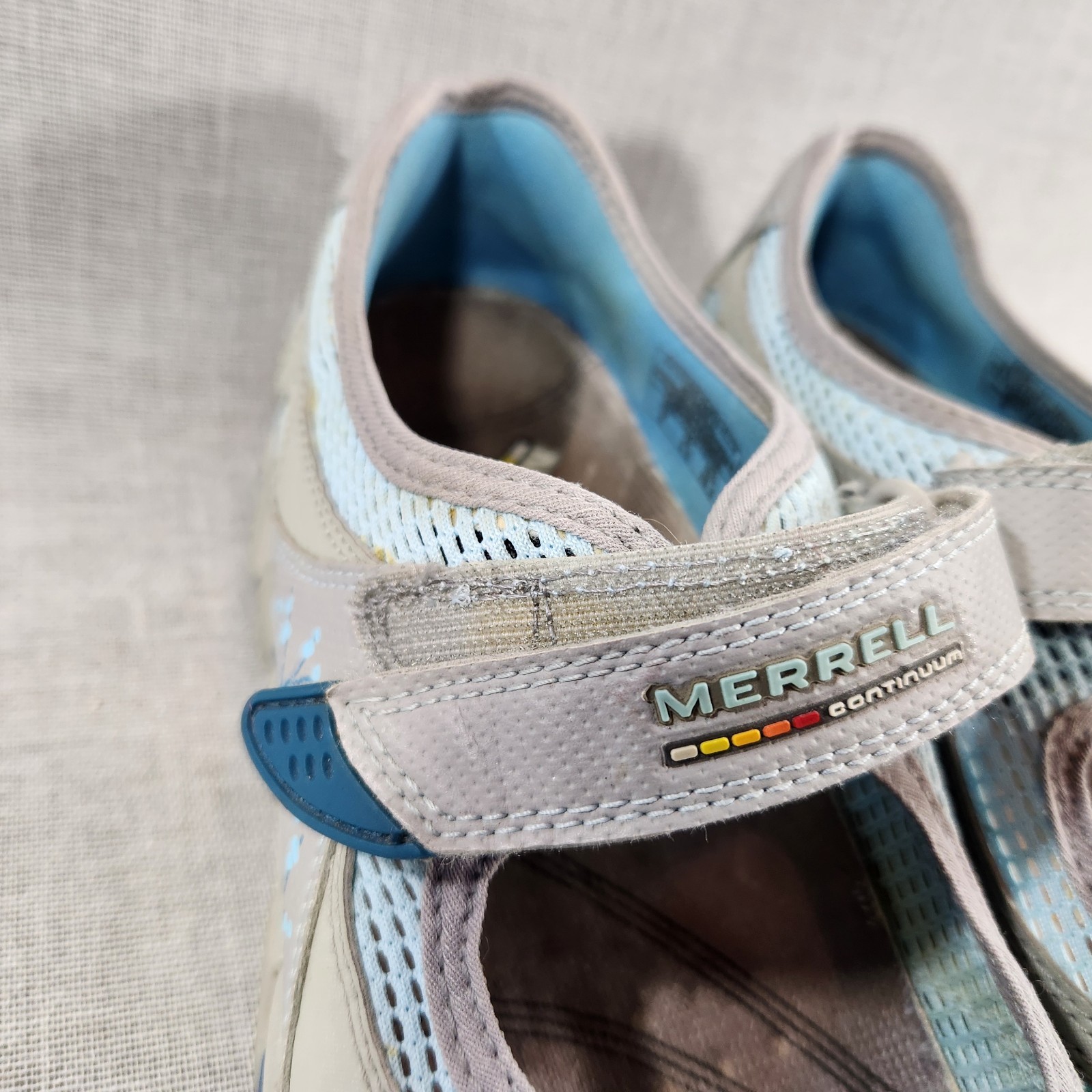 MERRELL Continuum Mary Jane sandali donna punta chiusa taglia 8 blu grigio suola Vibram