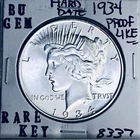 1934 P BU GEM PEACE SILVER DOLLAR UNC MS+++ U.S. MINT RARE KEY COIN 8337
