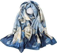 Fashion Scarf for Women Lightweight Floral Scarf 70X35 Inch Satin Long Shawl