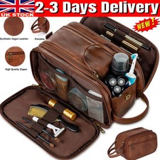 PU Leather Toiletry Bag For Men Large Travel Wash Bag Shaving Water-Resistant UK