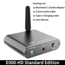 Bluetooth 5.2 Receiver HIFI Wireless Audio Adapter 3.5mm Jack Coaxial Optical