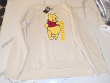 Disney Winnie The Pooh Medium Cotton Blend Pullover Sweatshirt Beige New Women's