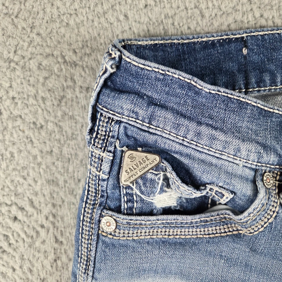 Pantalones de mezclilla Salvage Supply Co para hombre 28x30 (26x29) hebilla Havoc boot calce ajustado Foto 4 de 4