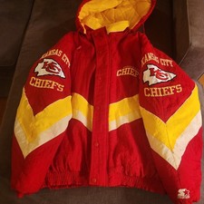 Vintage Kansas City Chiefs Jacket Mens Large Red Yellow NFL Proline Starter