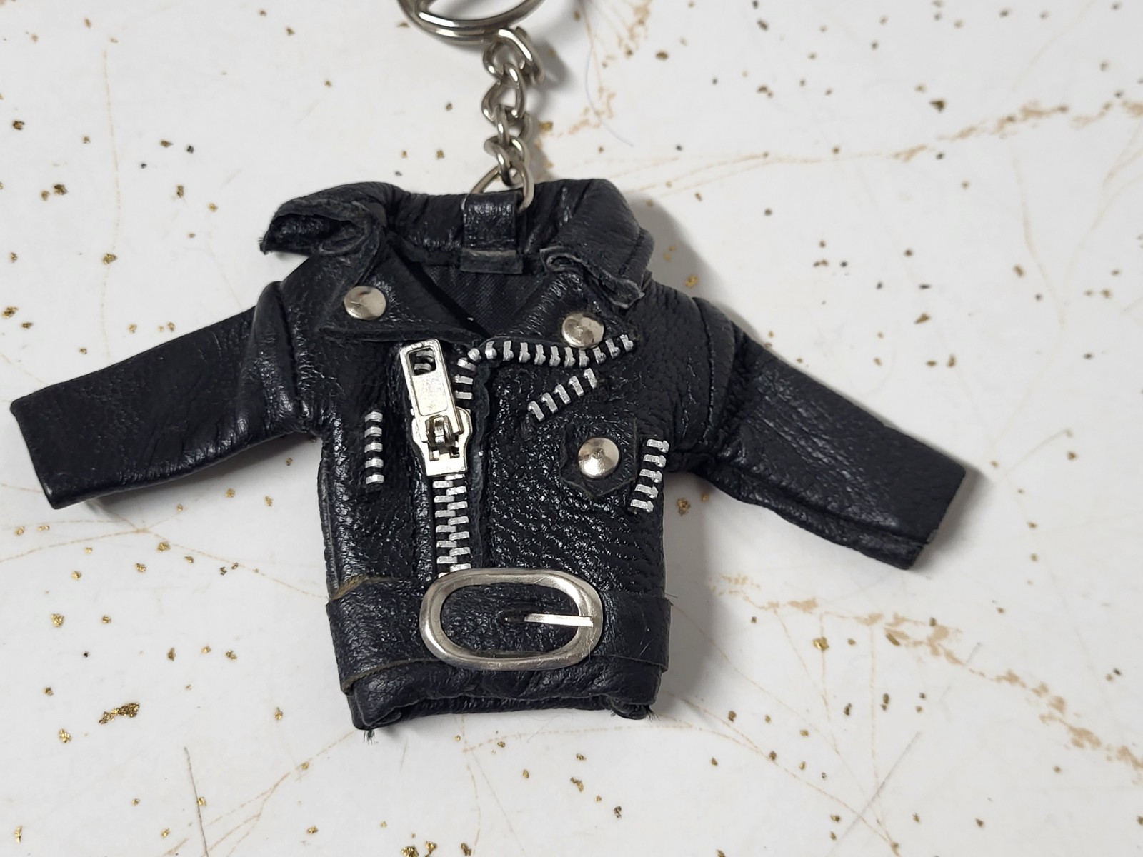 Mini Black Leather Jacket Keychain Biker Punk Rocker … - Gem