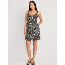 Old Navy | Fit & Flare Cami Mini Dress | Black Ditzy Floral