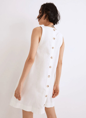 Madewell Linen Cotton M Tank Mini A Line Dress Button Back Lighthouse NF885