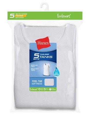Hanes Boy Tank 5-Pack EcoSmart Undershirt Underwear Breathable Lightweight XS-XL