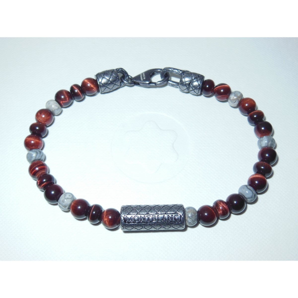 New Montblanc Duo Beads & Sterling Silver Serpent Bracelet size 68