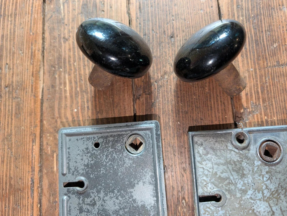 古董锁钢门旋钮瓷环锁维多利亚修复 — 第 3/4 张图片