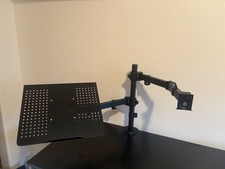 Monitor Stand with Laptop Tray Desk Mount 2-in-1 Dual Arm Fully Adjustable Mount