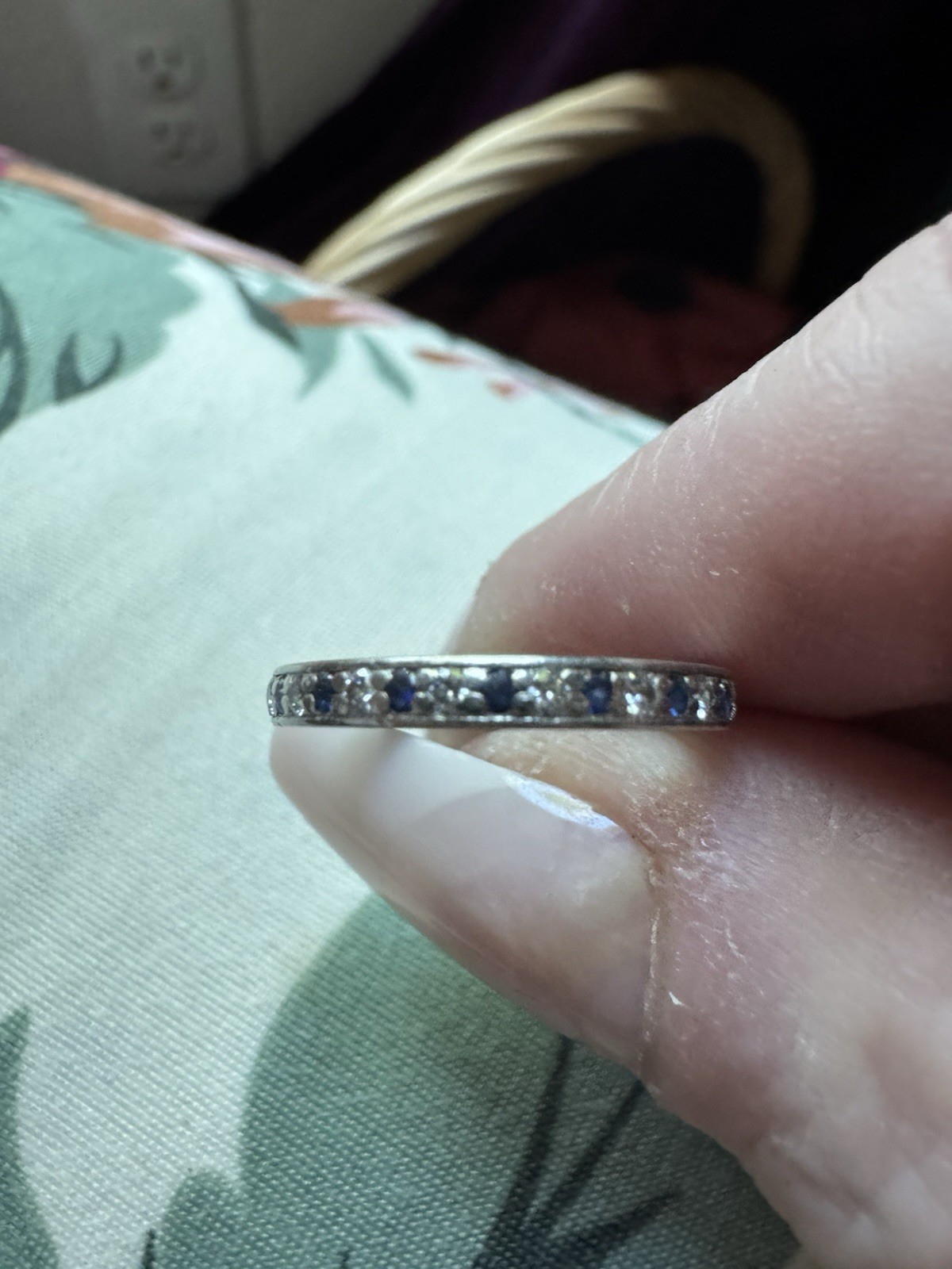 Tiffany & Co natural diamond and sapphire eternity ring Size 4 ,Set In Platinum