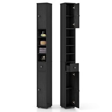 71" Slim Bathroom Storage Cabinet w/ 2 Doors 5 Adjustable Shelves 1 Drawer