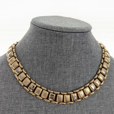Vintage Estate Gold Tone MobWife Book Chain Chunky Choker Style Necklace