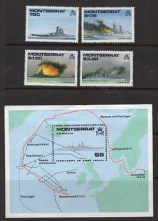 Montserrat 1990 Complete WWII Ships Set OG MNH Sc# 731 735 SCV $44.50