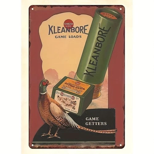 Vintage 1940s Remington UMC Kleanbore Shotshells Tin Metal Sign Wall 8x12