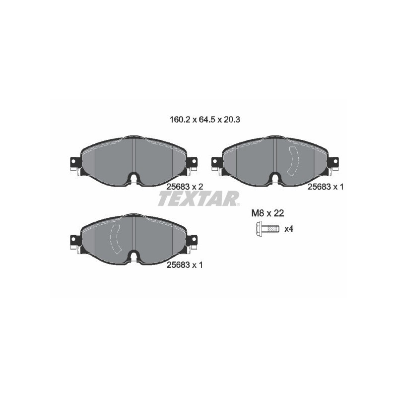 TEXTAR 2568303 Pastiglie freno anteriore per Caddy Golf Passat Q3 Arteon Tiguan