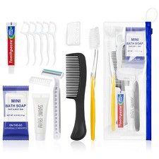 10 Sets Personal Hygiene Kit Bulk,Yellow Basic Travel Toiletry Supplies Dispo...