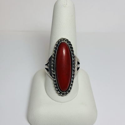 #ad Shube#x27;s Manufacturing Sterling Silver Coral Ring Size 10 .39 $109.99