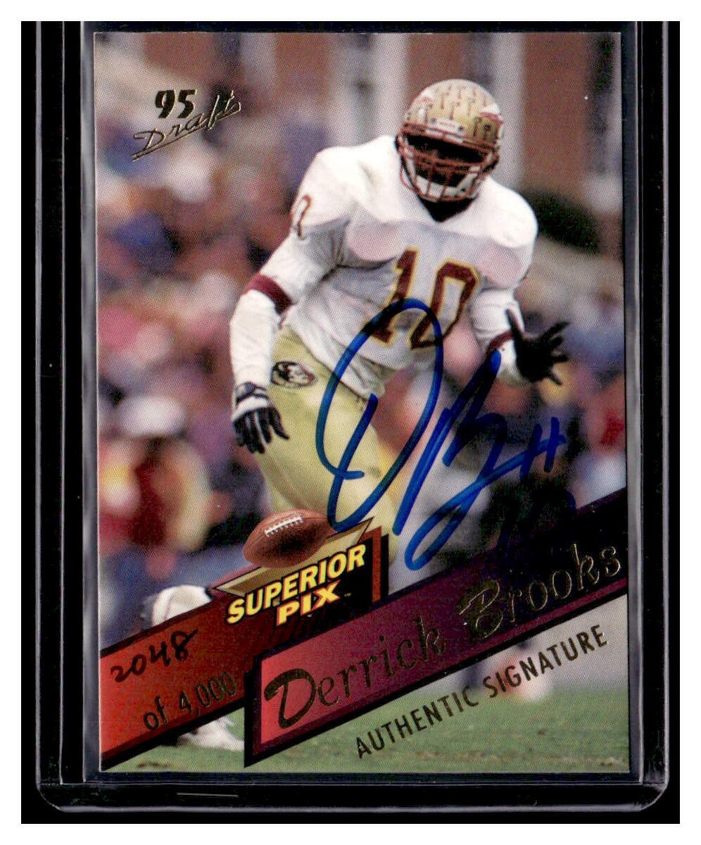 1995 Superior Pix DERRICK BROOKS ROOKIE AUTOGRAPH BUCCANEERS HOF /4000