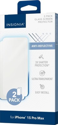   Insignia 2-Pack Glass Screen Protector for iPhone 15 Pro Max   Clear  