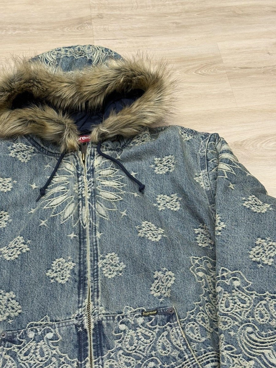 Supreme Bandana Jacquard Denim Hooded Work Jacket | eBay